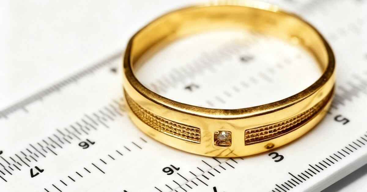 Hands measuring ring size with printable chart and ruler